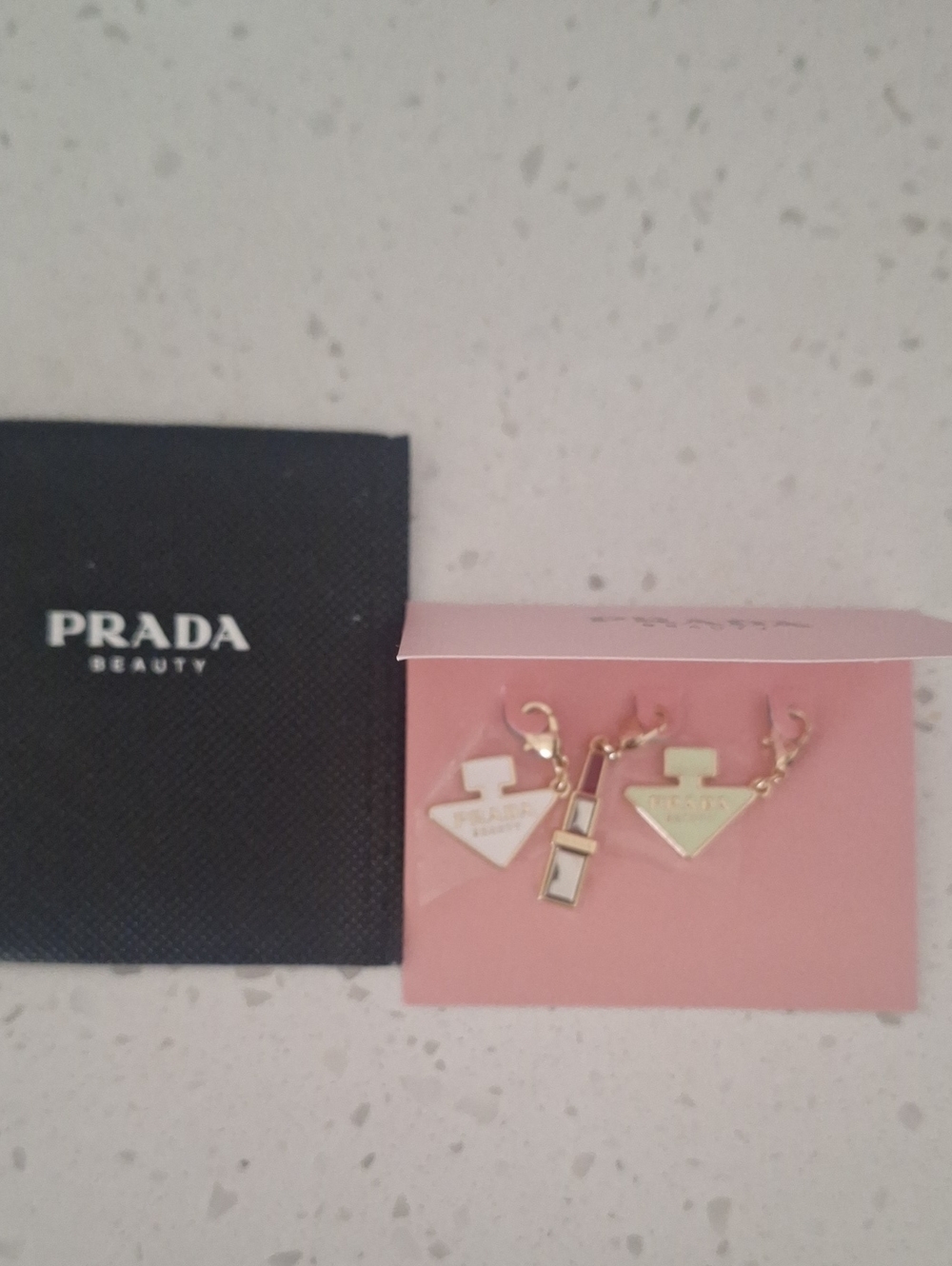Prada Pink and Gold Charm Set